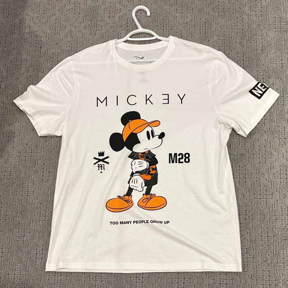Disney Mickey Mouse White and Orange Graphic Tee